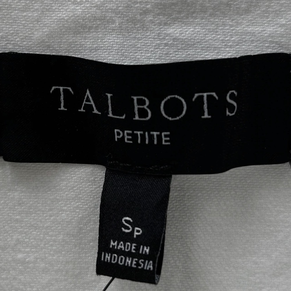 Talbots Denim Jacket SP Womens White NEW Button Up Collarless Pockets NWT - Picture 8 of 8